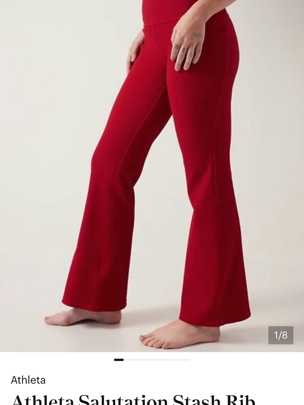 NWT Athleta Salutation Stash Ribbed Red Flare Leggings yoga pants